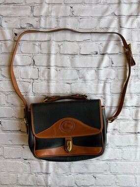 Dooney & Bourke Vintage Purse Pebbled Black / Brown Leather Classic All Weather